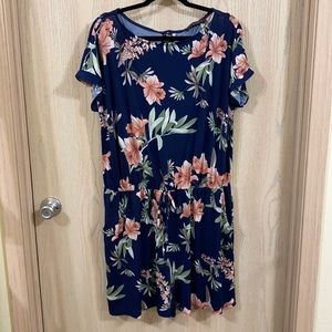 Pink Lily - Navy Floral Romper - 2X